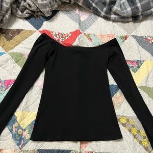 Black off the shoulder tight shirt